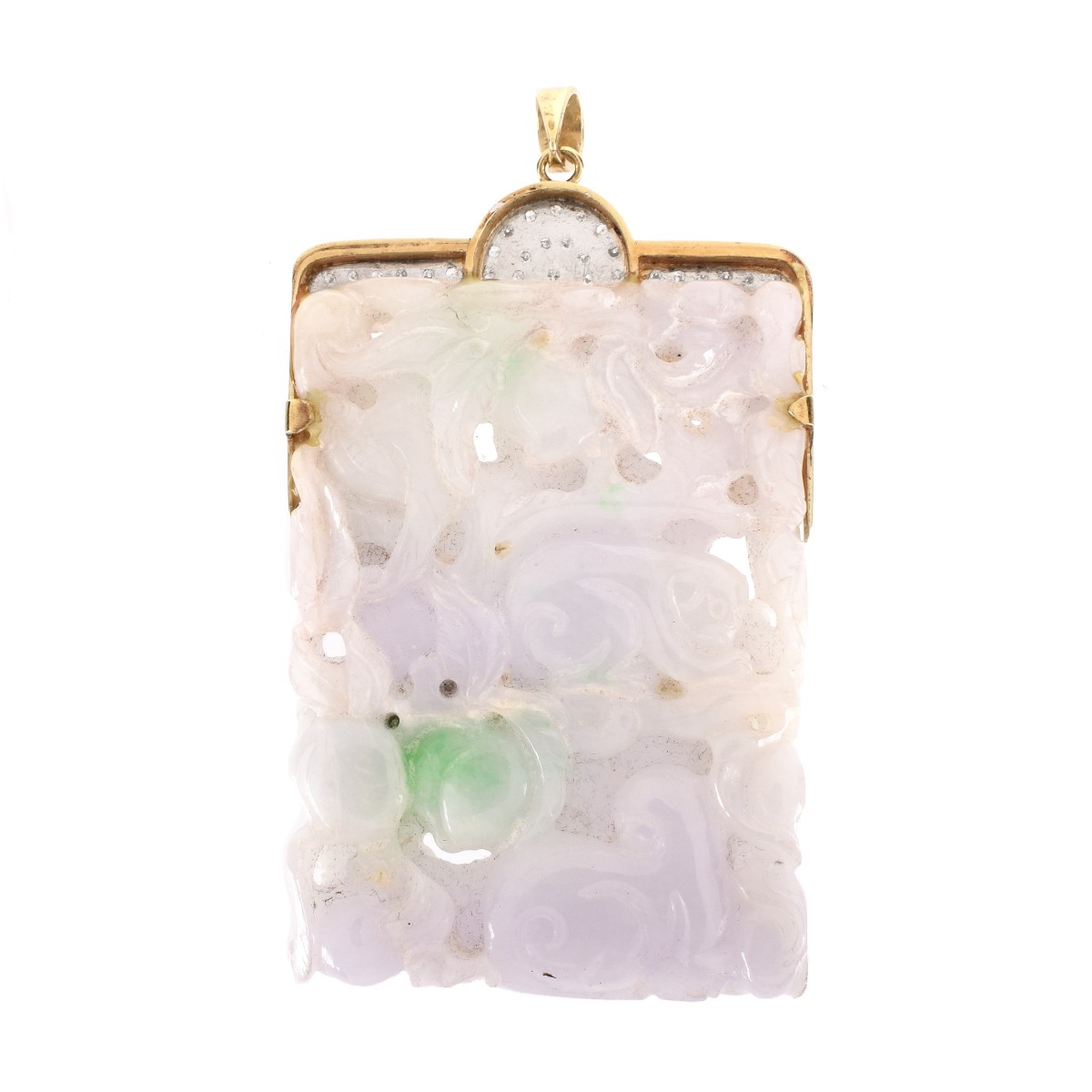 Jade, Diamond and 14K Pendant