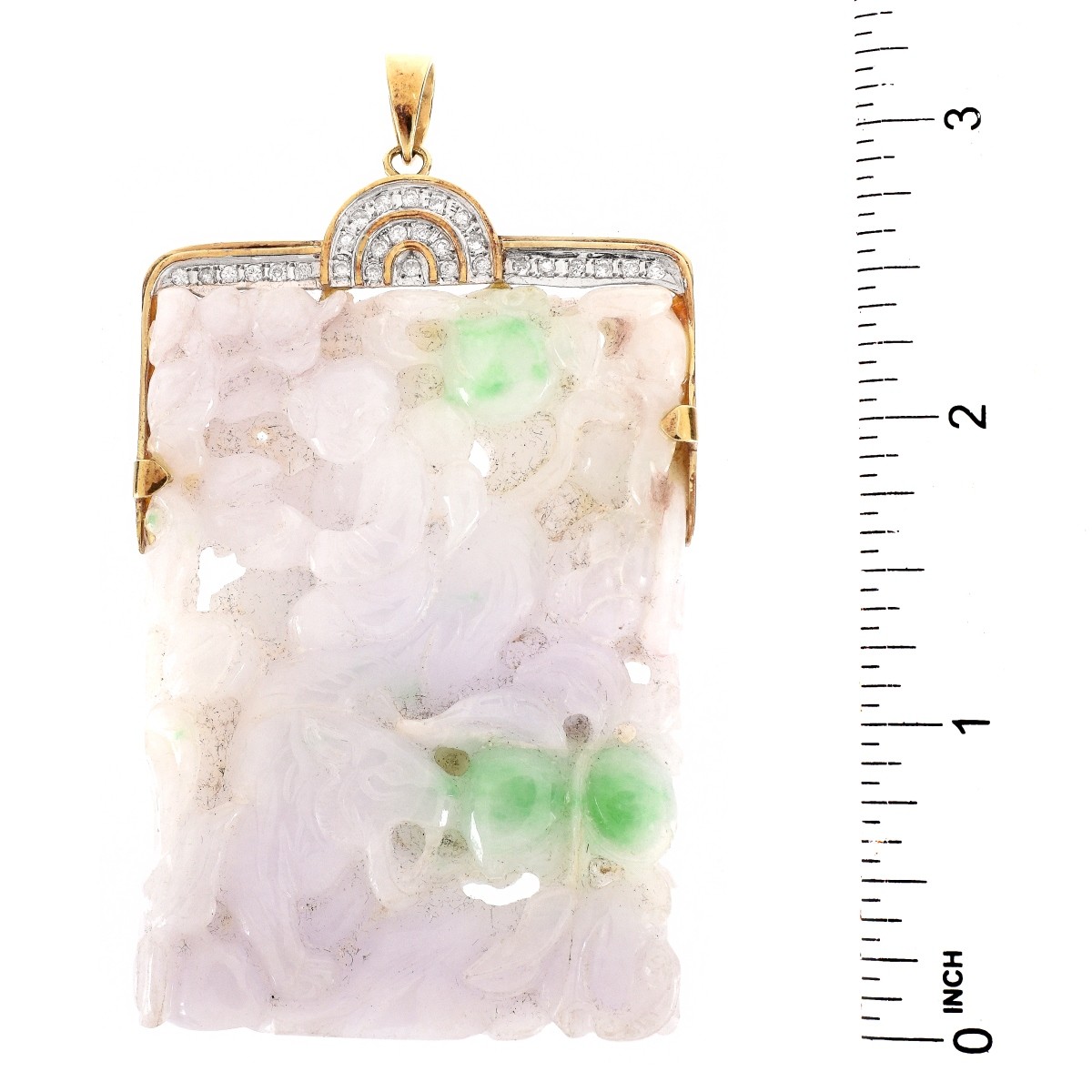 Jade, Diamond and 14K Pendant
