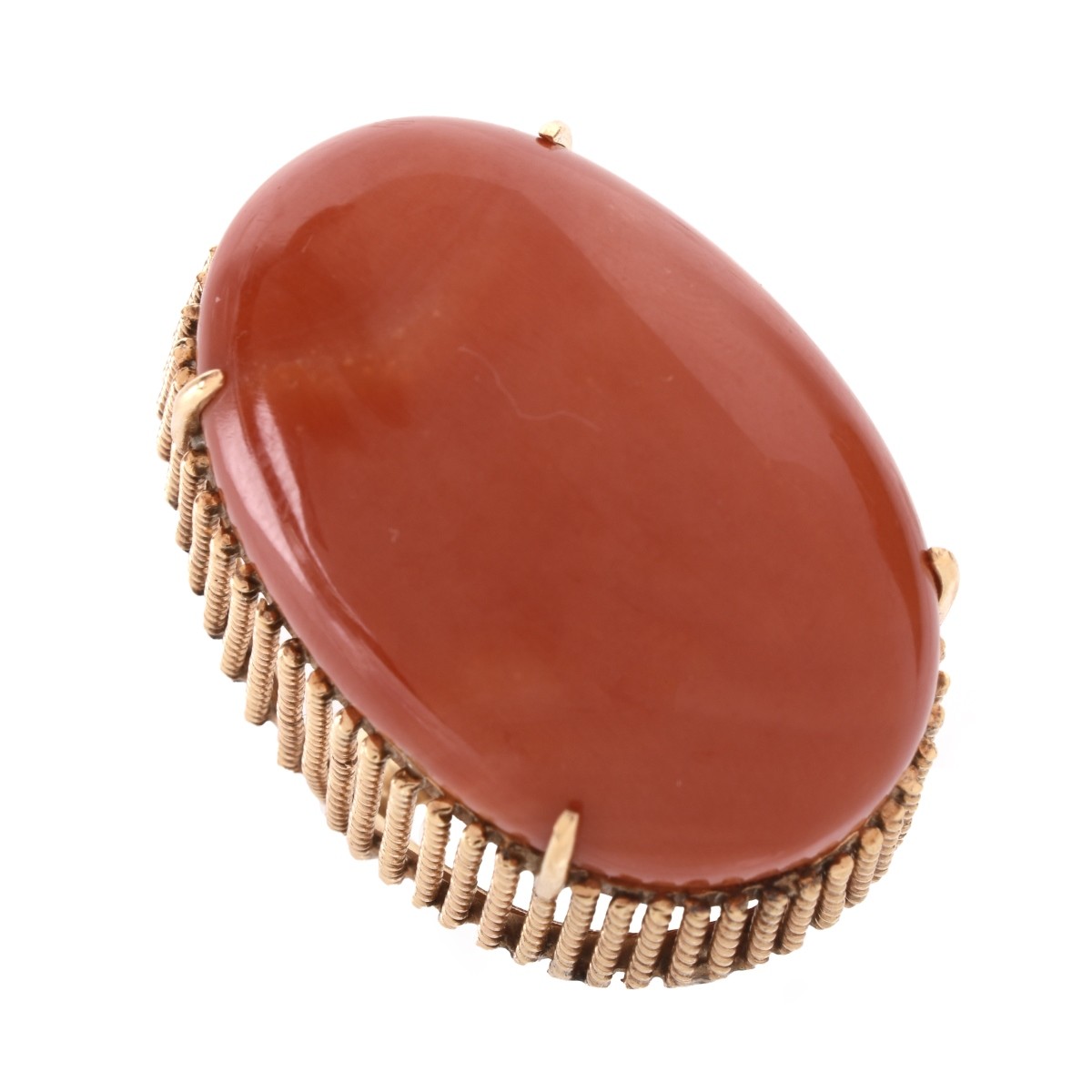 Red Coral and 14K Ring