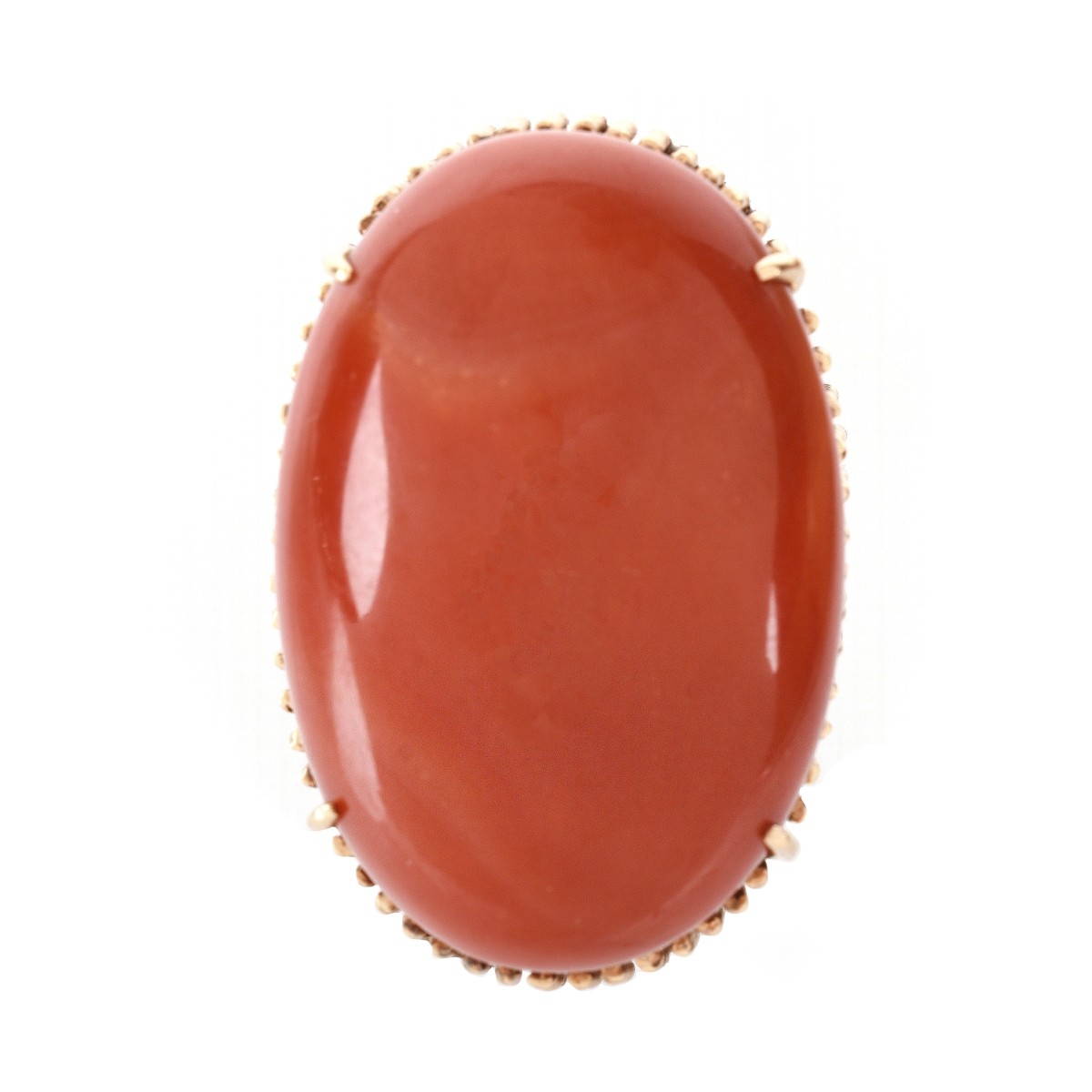 Red Coral and 14K Ring