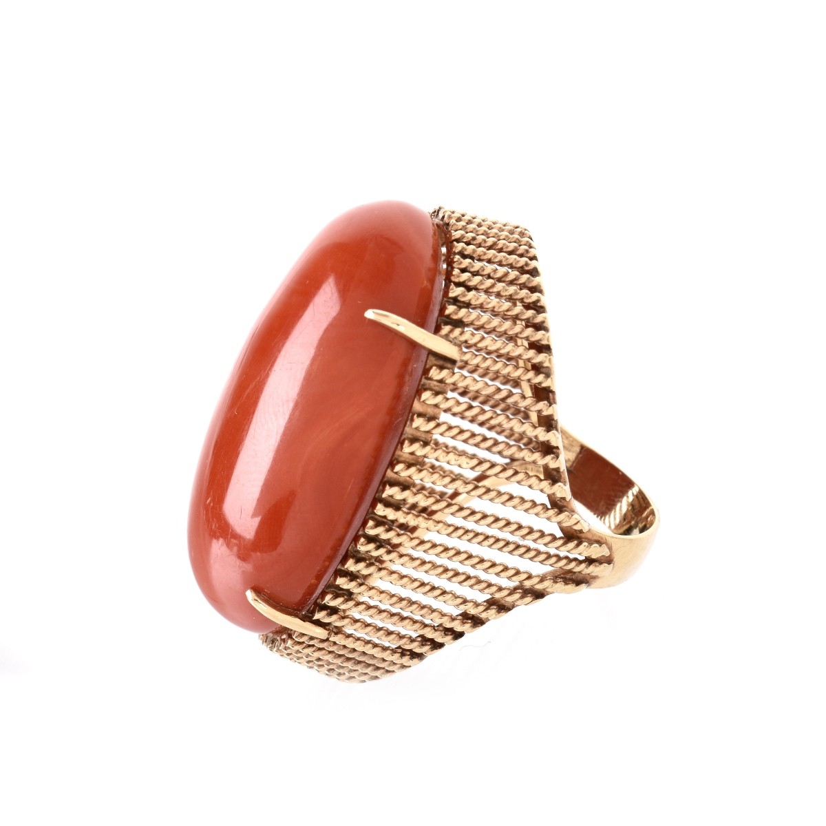 Red Coral and 14K Ring