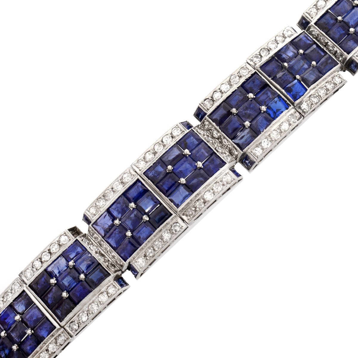 Art Deco Sapphire, Diamond and Platinum Bracelet