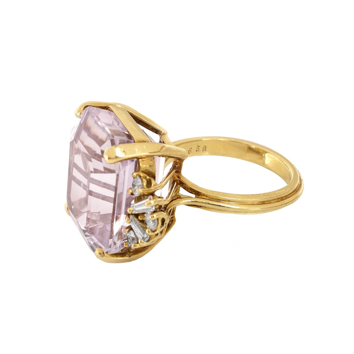 Kunzite, Diamond and 18K Ring