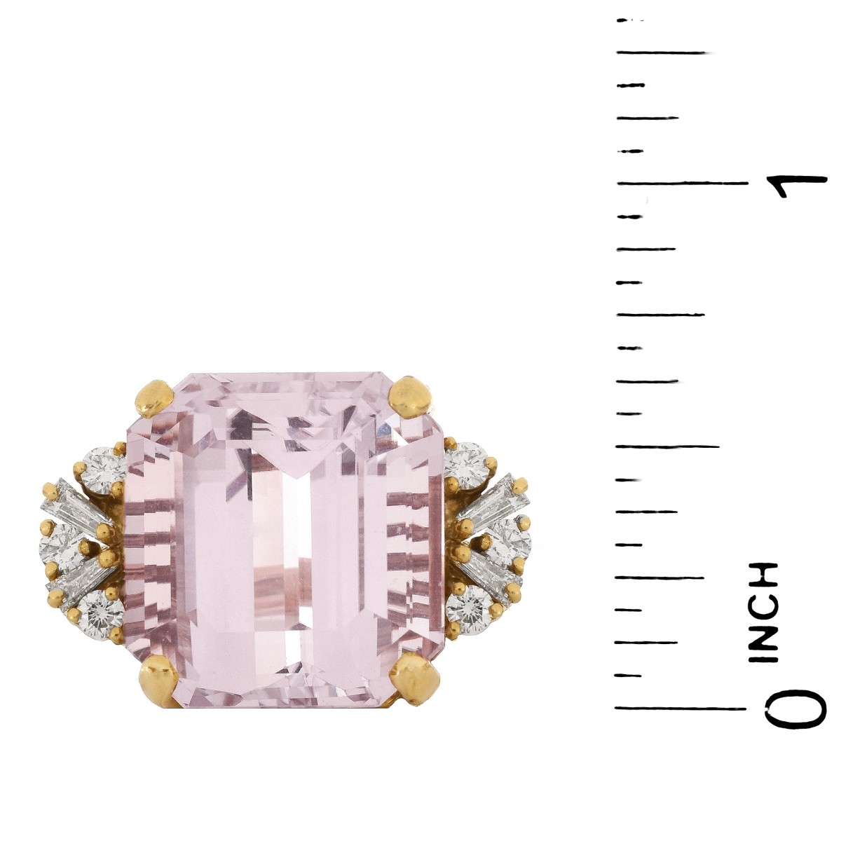 Kunzite, Diamond and 18K Ring