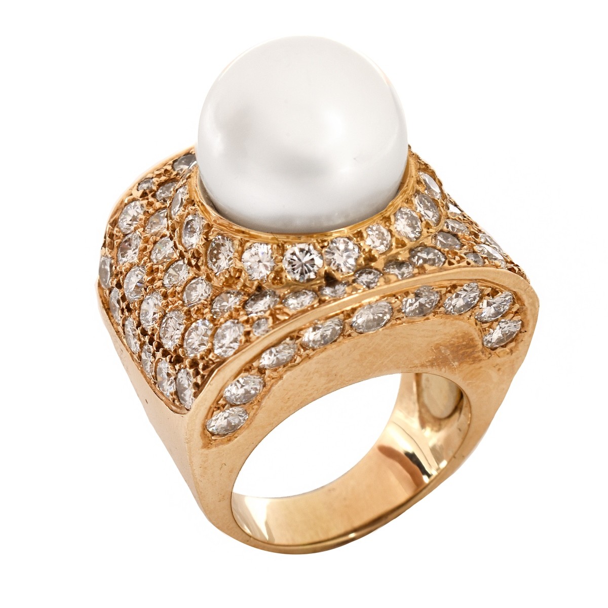 Pearl, Diamond and 18K Ring