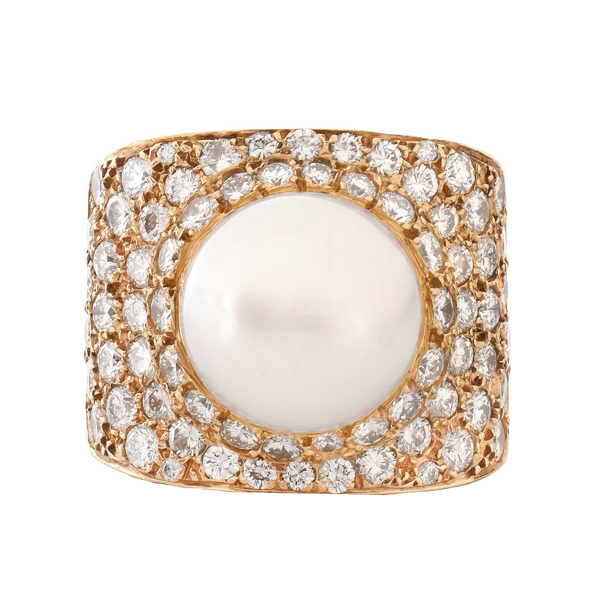 Pearl, Diamond and 18K Ring