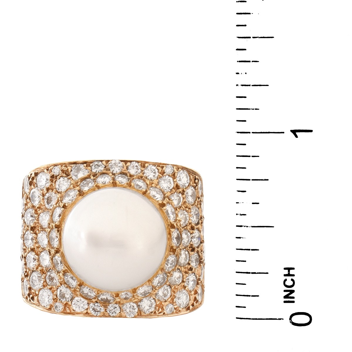 Pearl, Diamond and 18K Ring