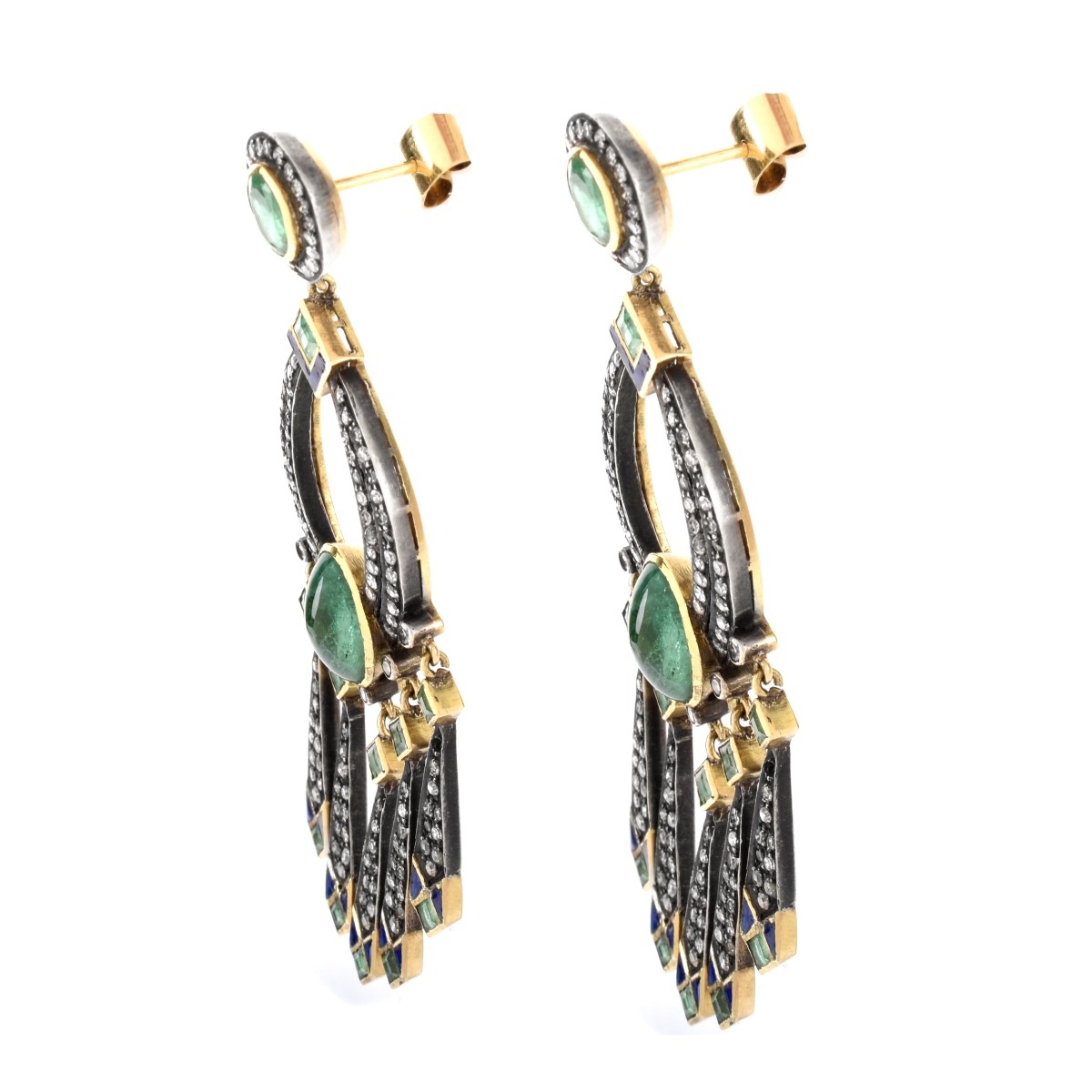 Emerald, Diamond and 18K Earrings