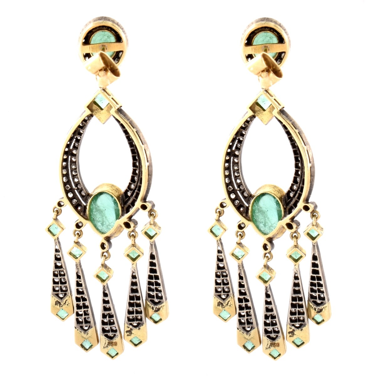 Emerald, Diamond and 18K Earrings