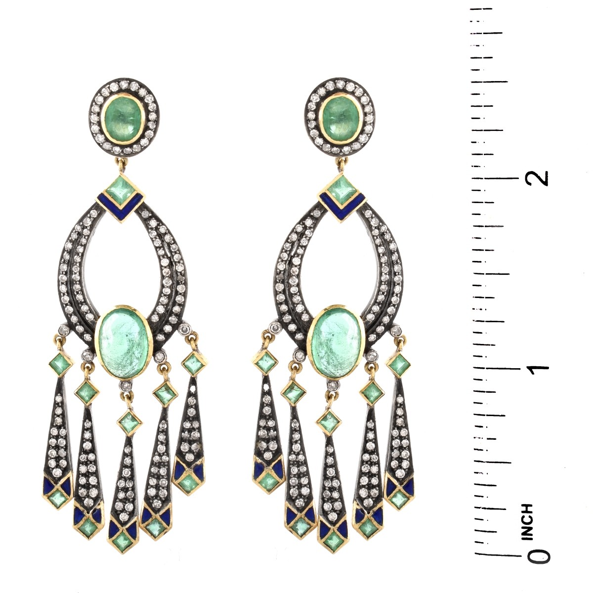 Emerald, Diamond and 18K Earrings