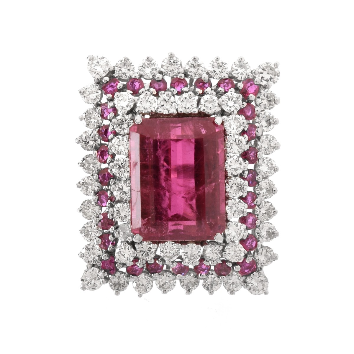 Rubelite, Diamond and 14K Ring