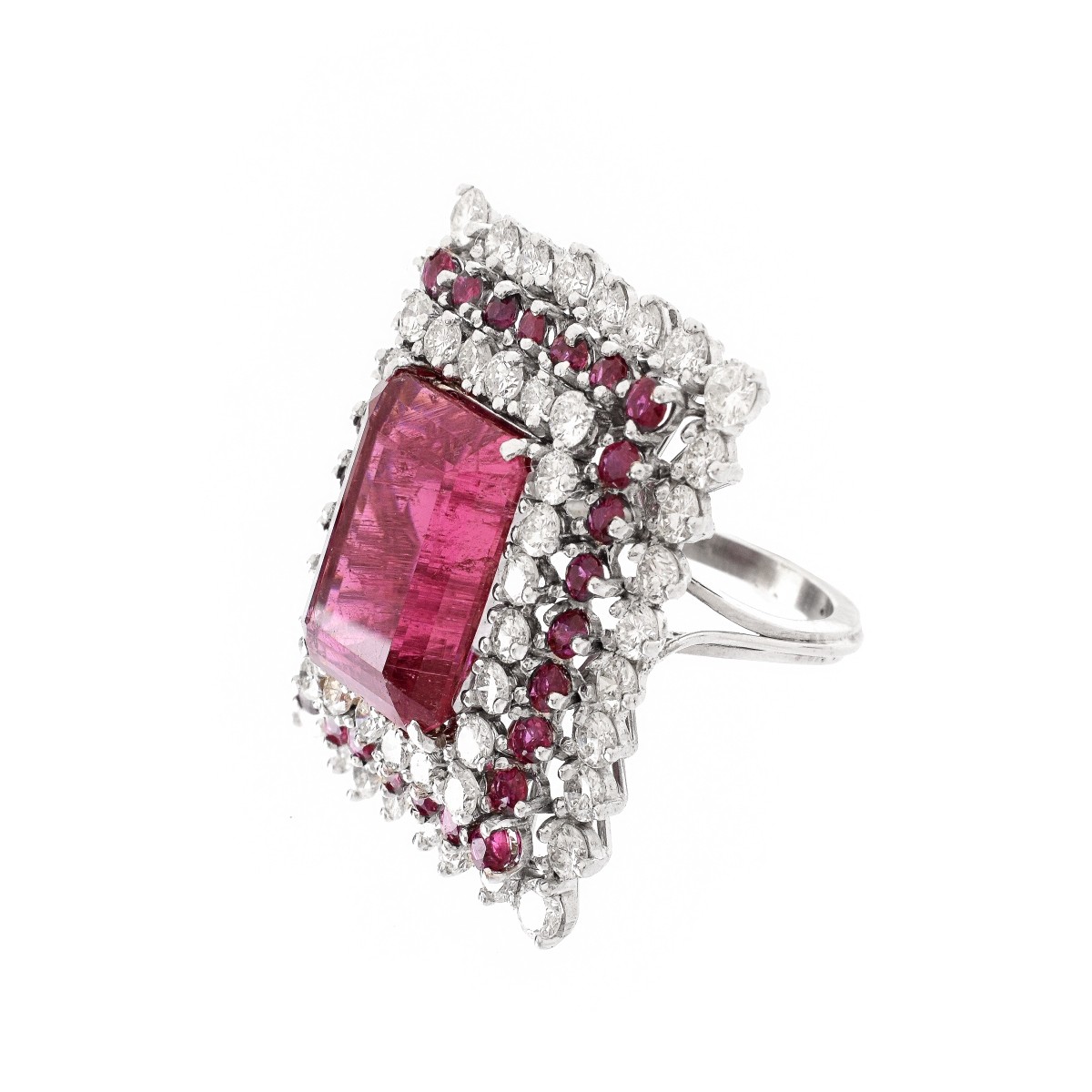 Rubelite, Diamond and 14K Ring