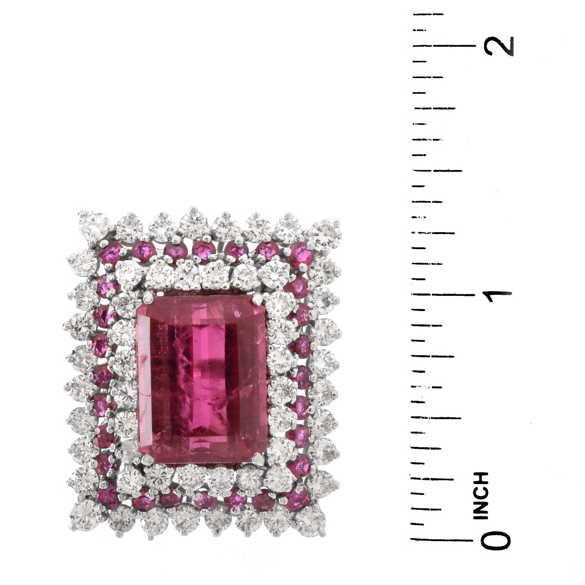 Rubelite, Diamond and 14K Ring