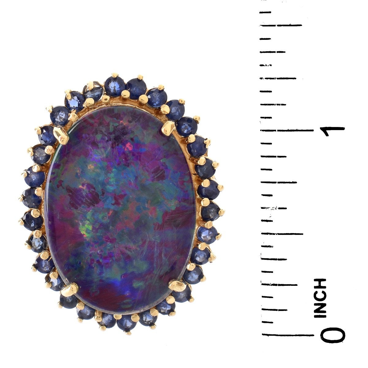 Black Opal, Sapphire and 18K Ring