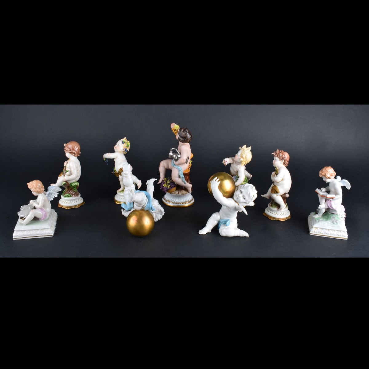 Nine Porcelain/Bisque Figurines