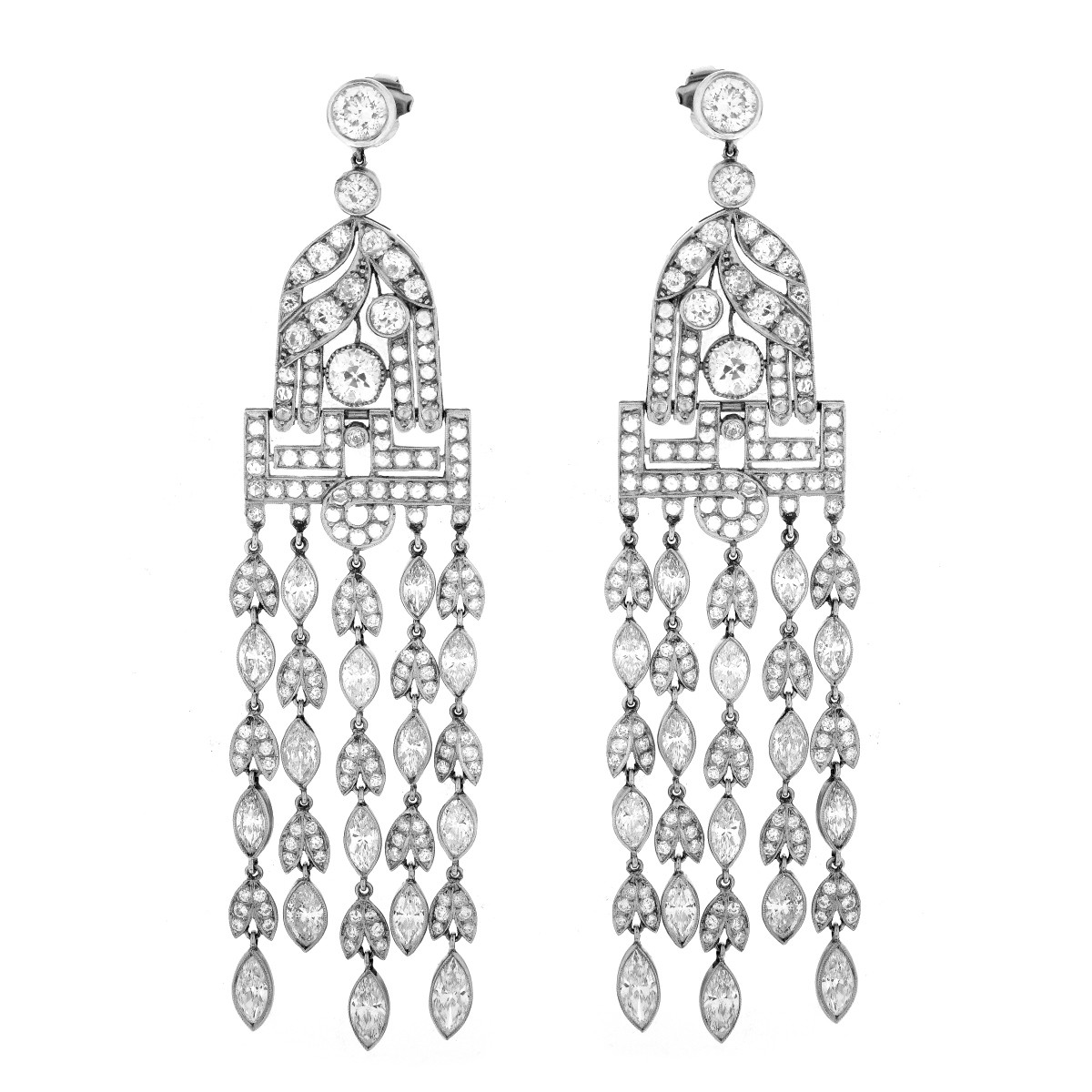 29.20ct TW Diamond and Platinum Earrings
