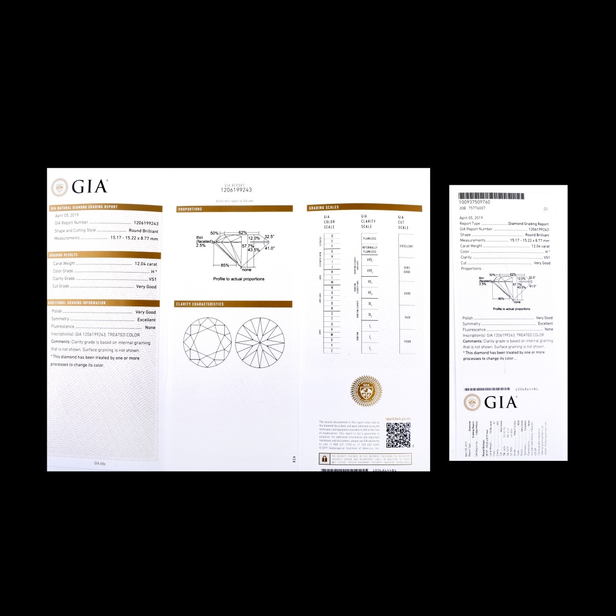 GIA 12.04ct H-VS1 Diamond