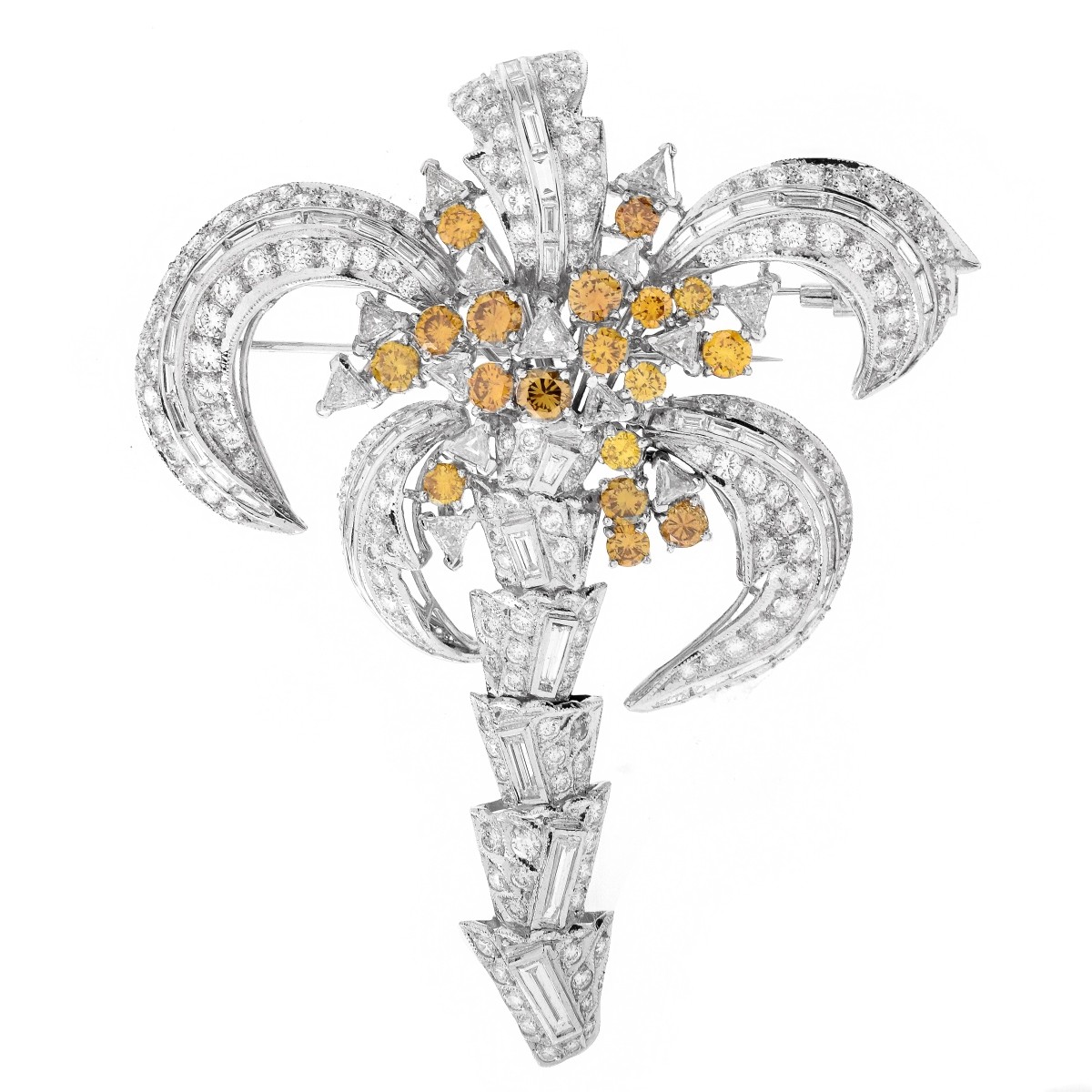 Large Diamond and Platinum Brooch