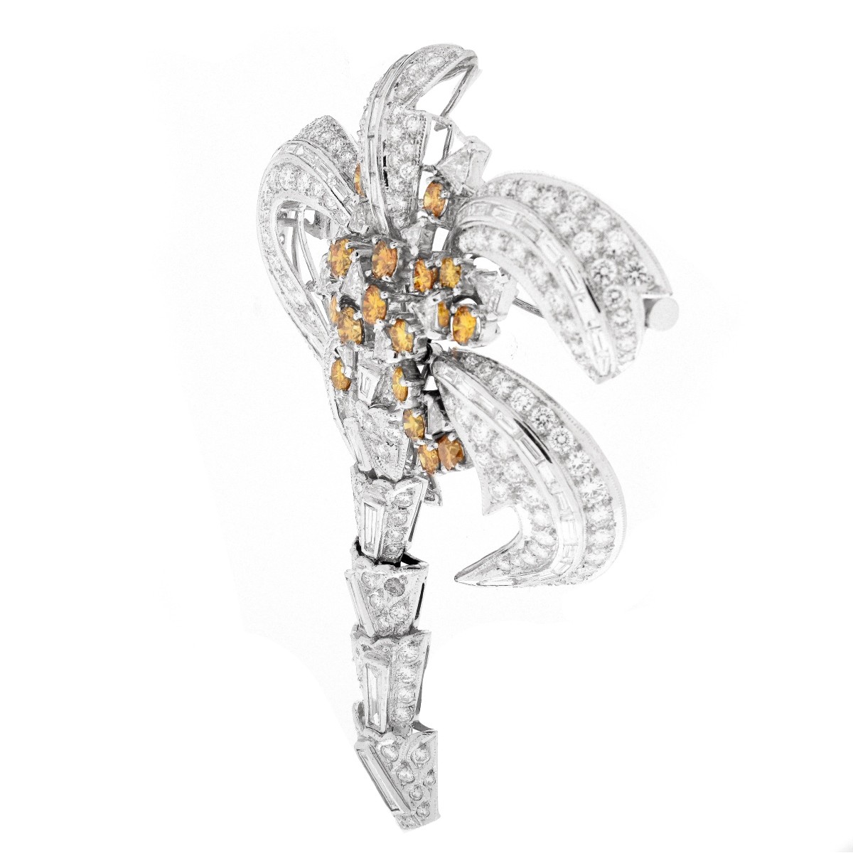 Large Diamond and Platinum Brooch