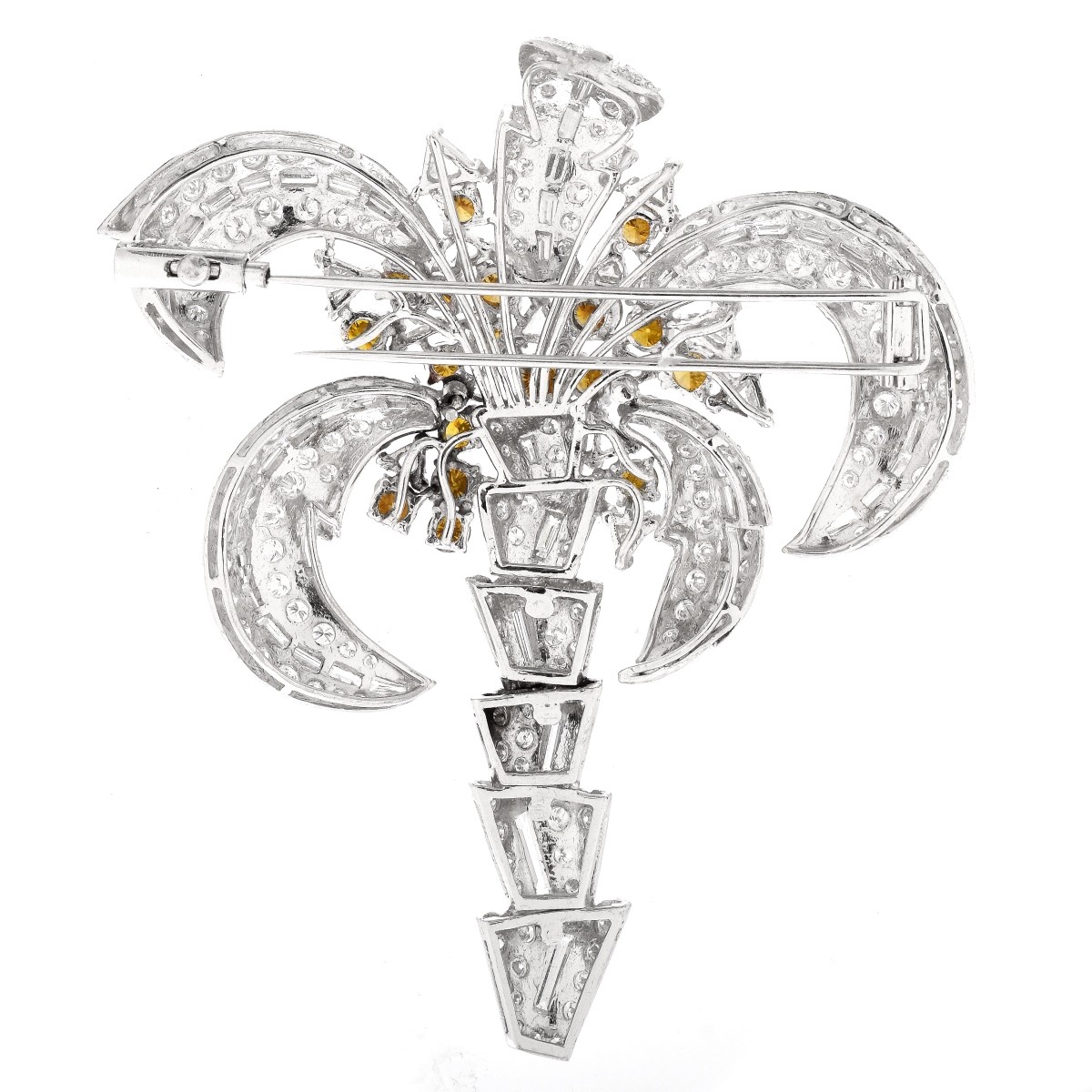 Large Diamond and Platinum Brooch