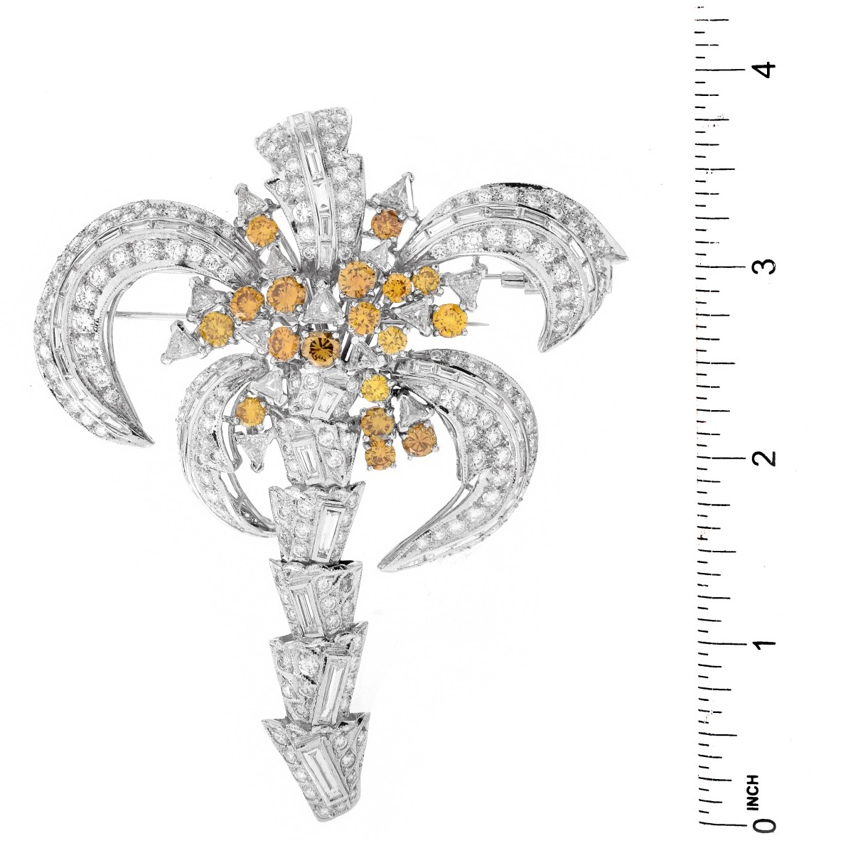 Large Diamond and Platinum Brooch