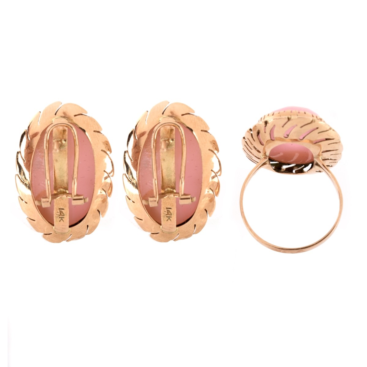14K and Shell Ring and Earrings