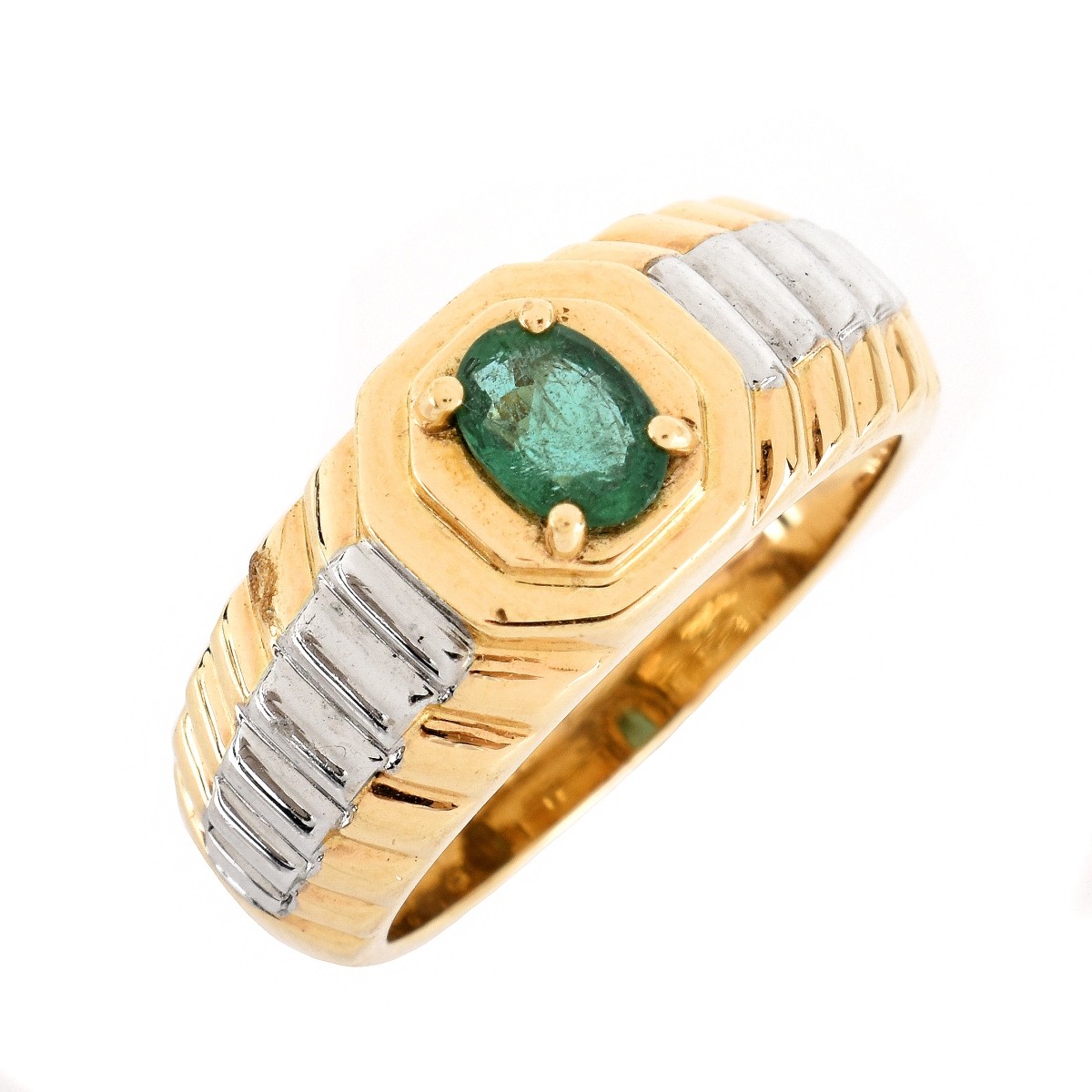 Man's Vintage Emerald and 14K Ring