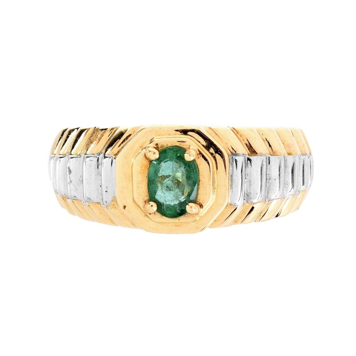 Man's Vintage Emerald and 14K Ring
