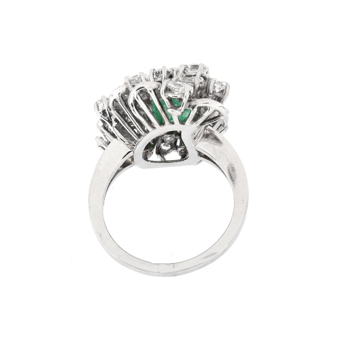 Vintage Emerald, Diamond and Platinum Ring