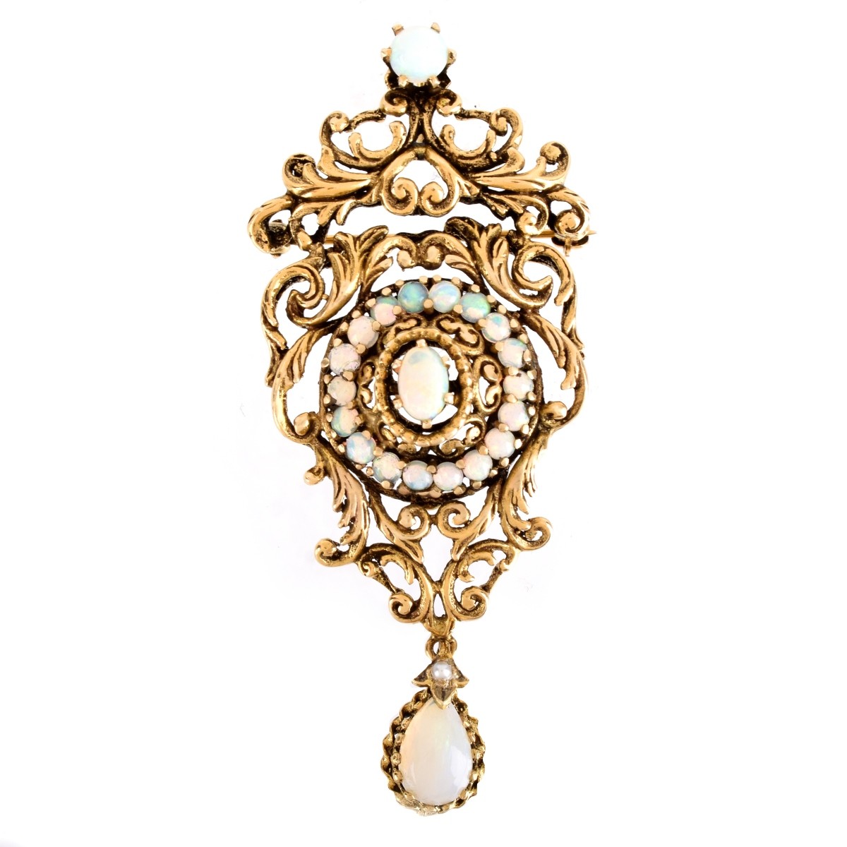 Victorian style Opal and 14K Brooch