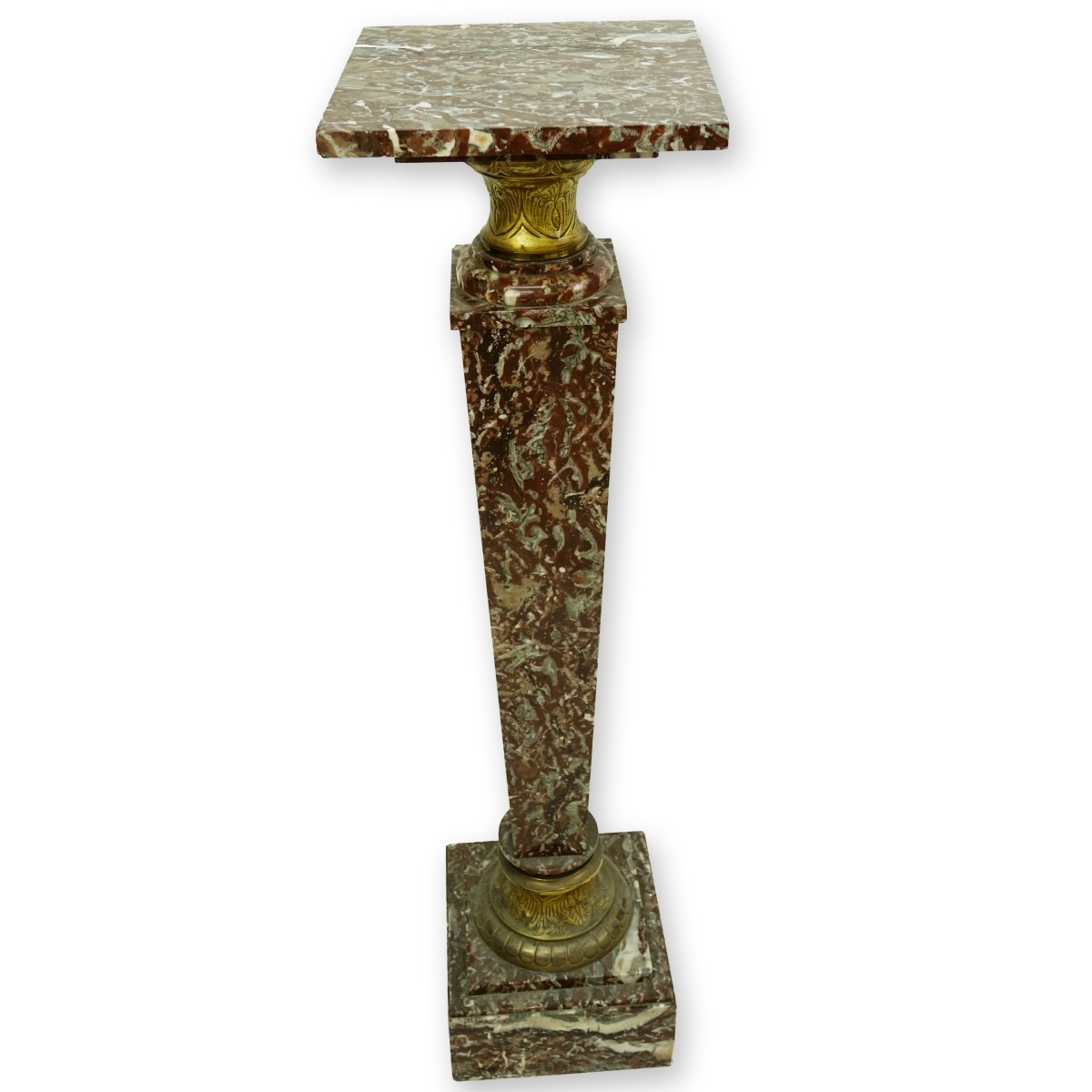 Bronze Mounted Rouge Marble Pedestal