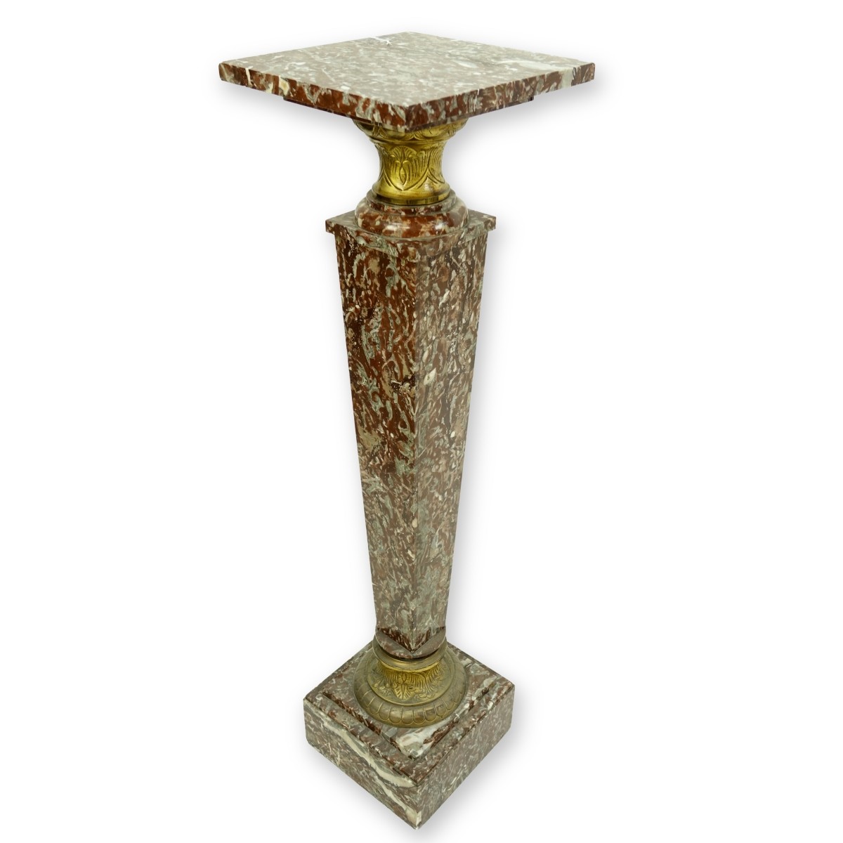 Bronze Mounted Rouge Marble Pedestal