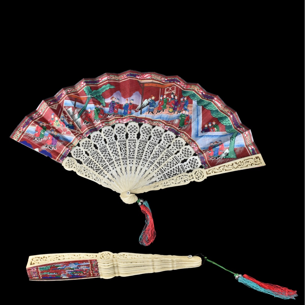 19th Century Chinese Carved Ivory Fan