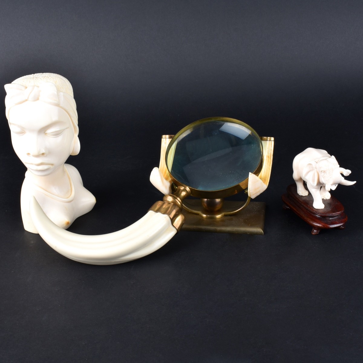 Four African Carved Ivory Tableware