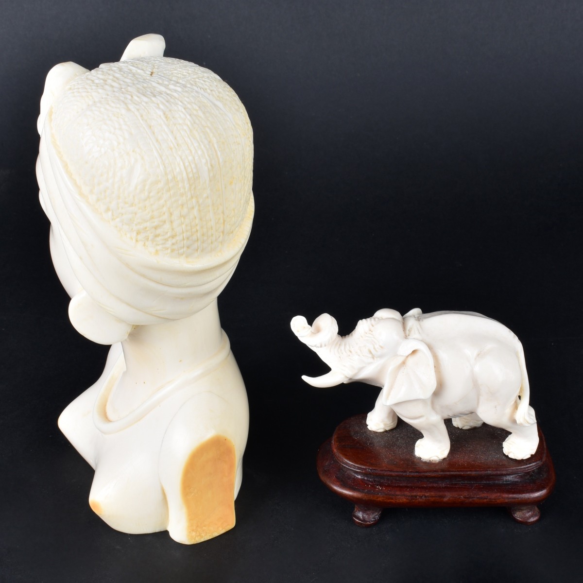 Four African Carved Ivory Tableware