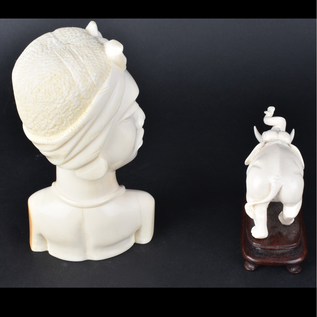Four African Carved Ivory Tableware