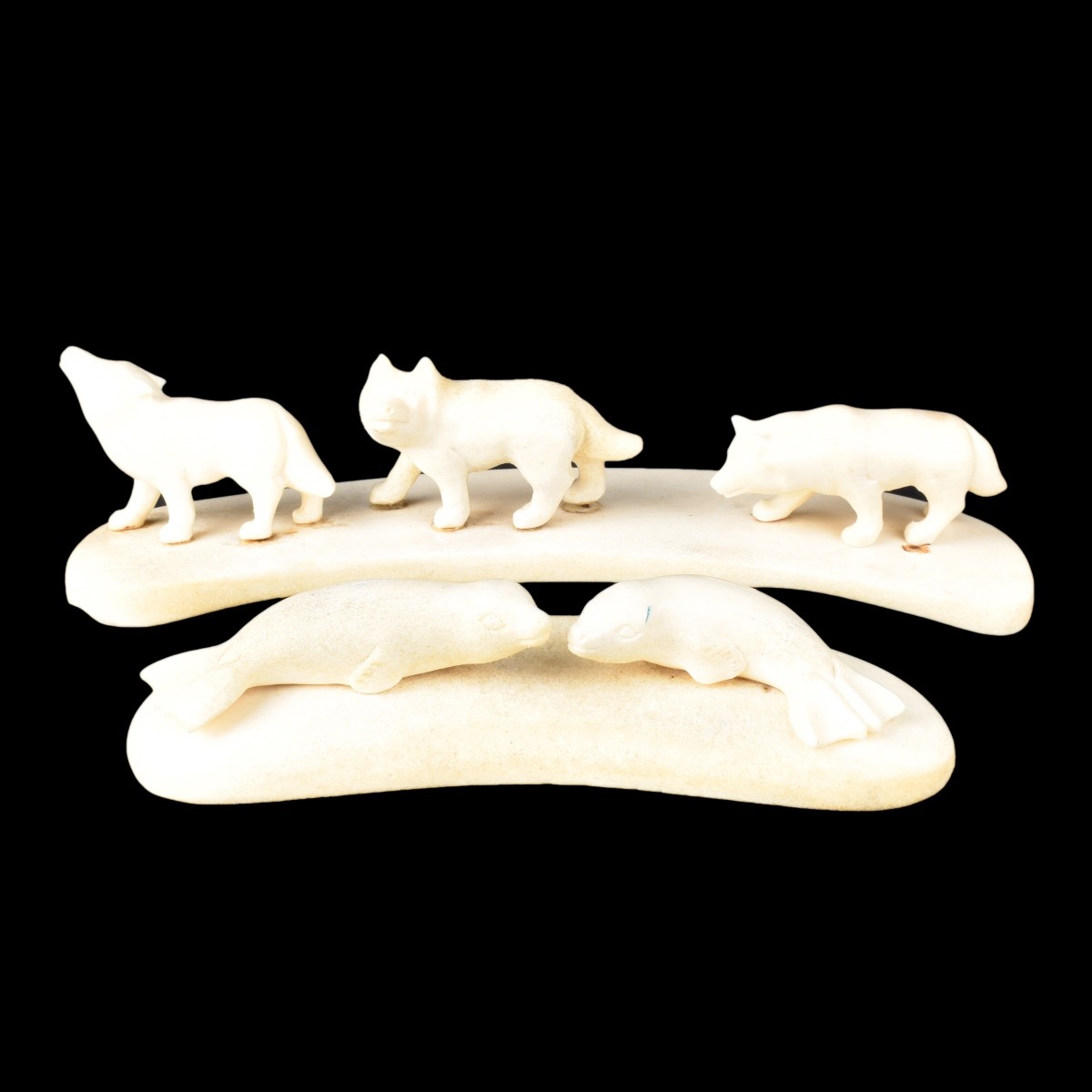 Two Inuit Walrus Ivory Carvings