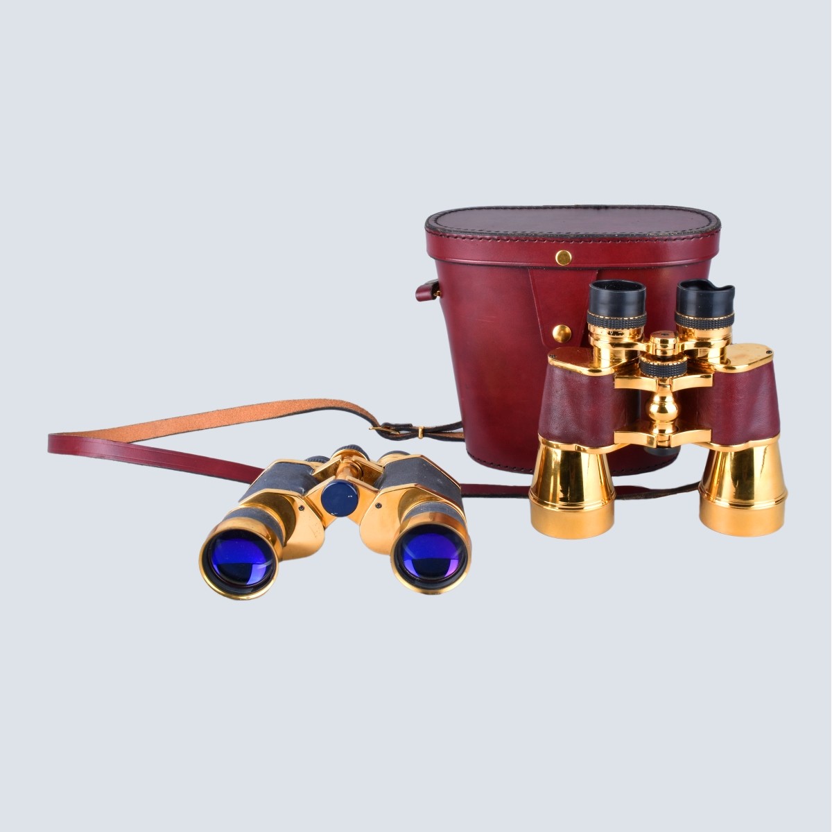 Vintage English Gilt Brass Binoculars