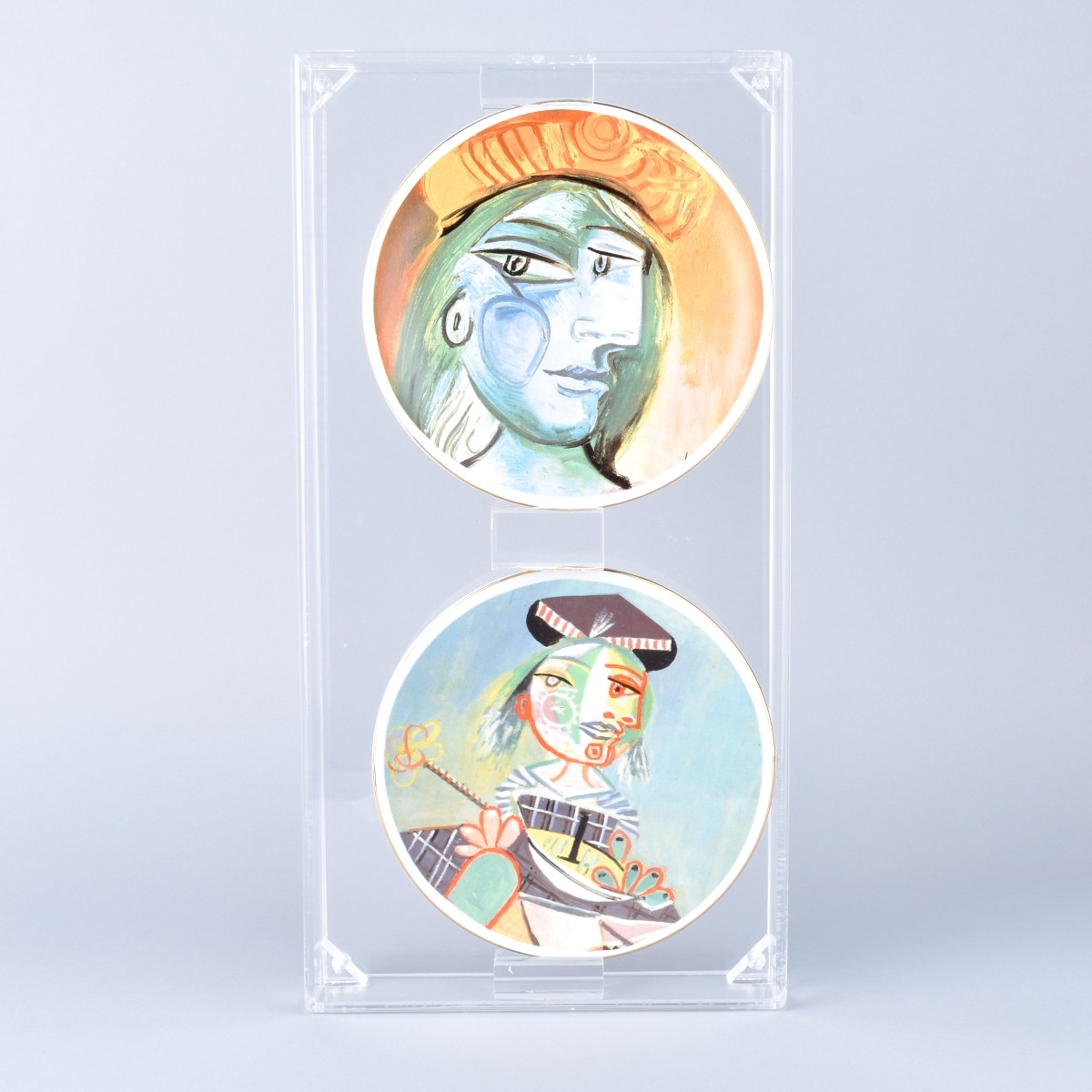 Two Pablo Picasso Plates in Acrylic Case