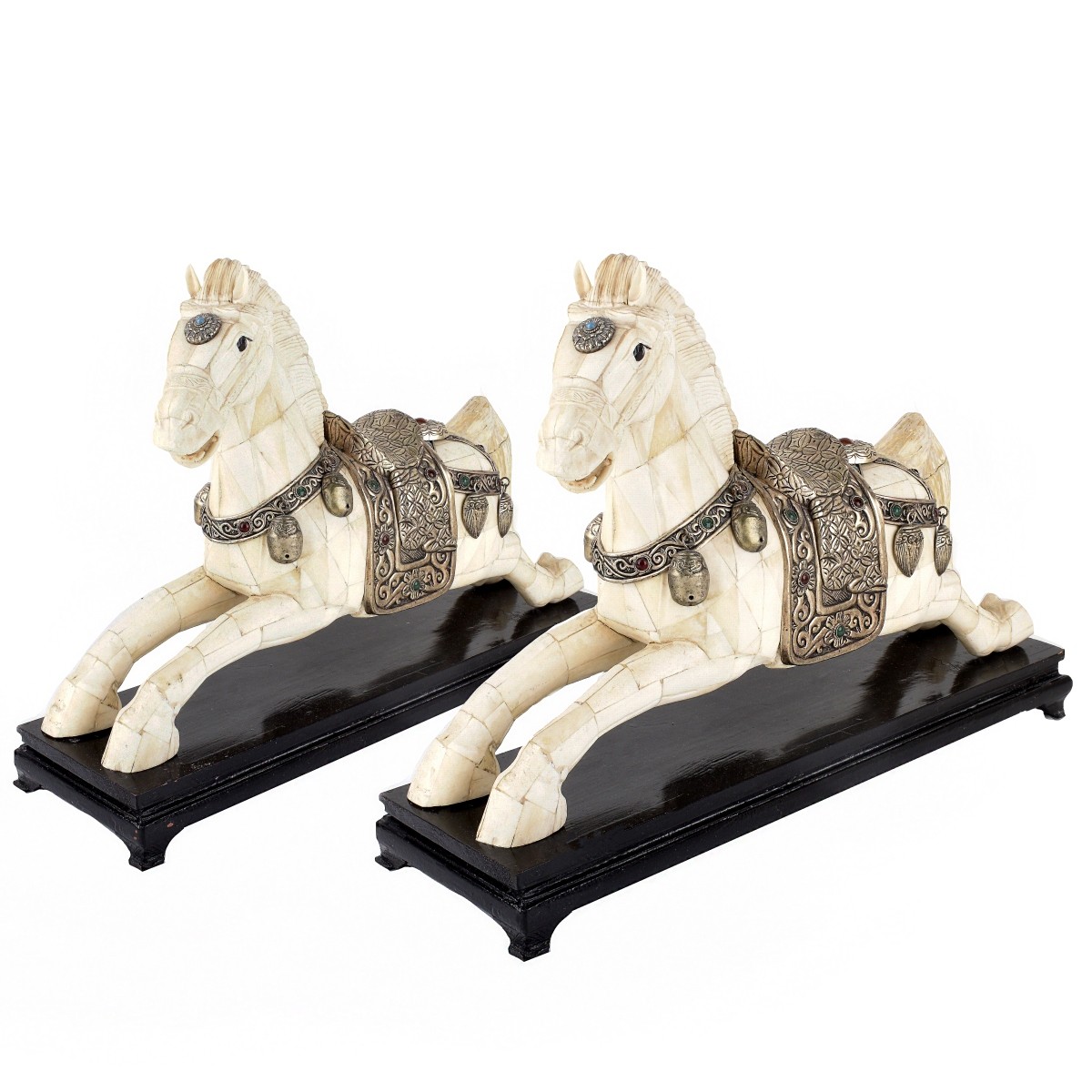 Pair Chinese Bone Horses