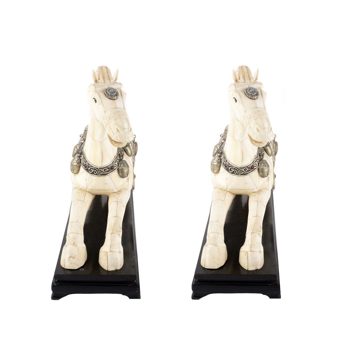 Pair Chinese Bone Horses