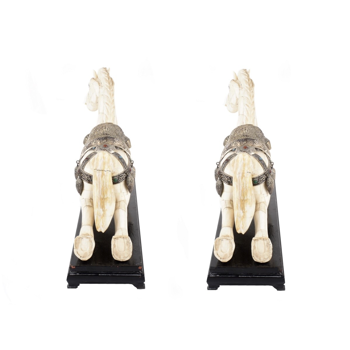 Pair Chinese Bone Horses