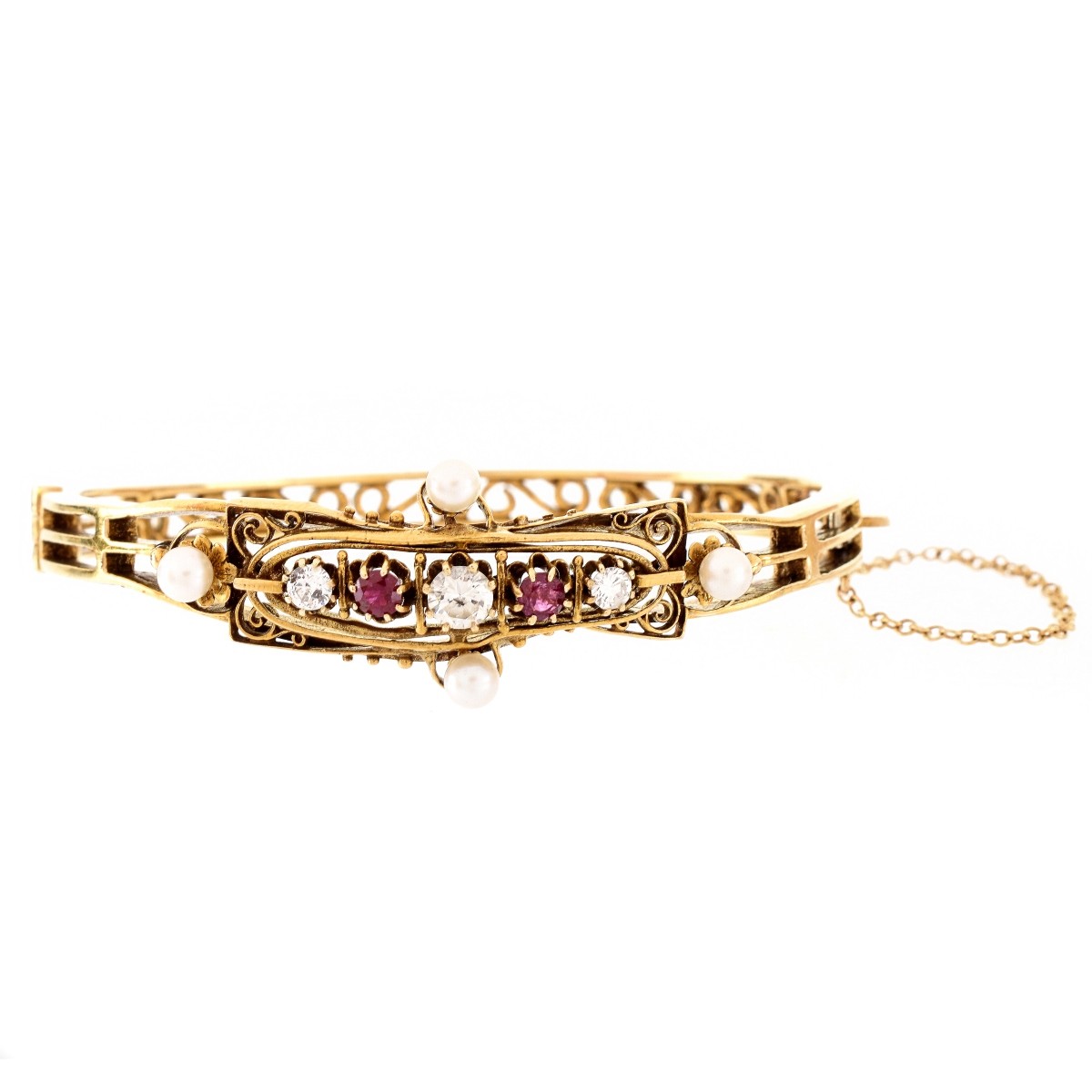 Vintage Diamond, Ruby and 14K Bracelet