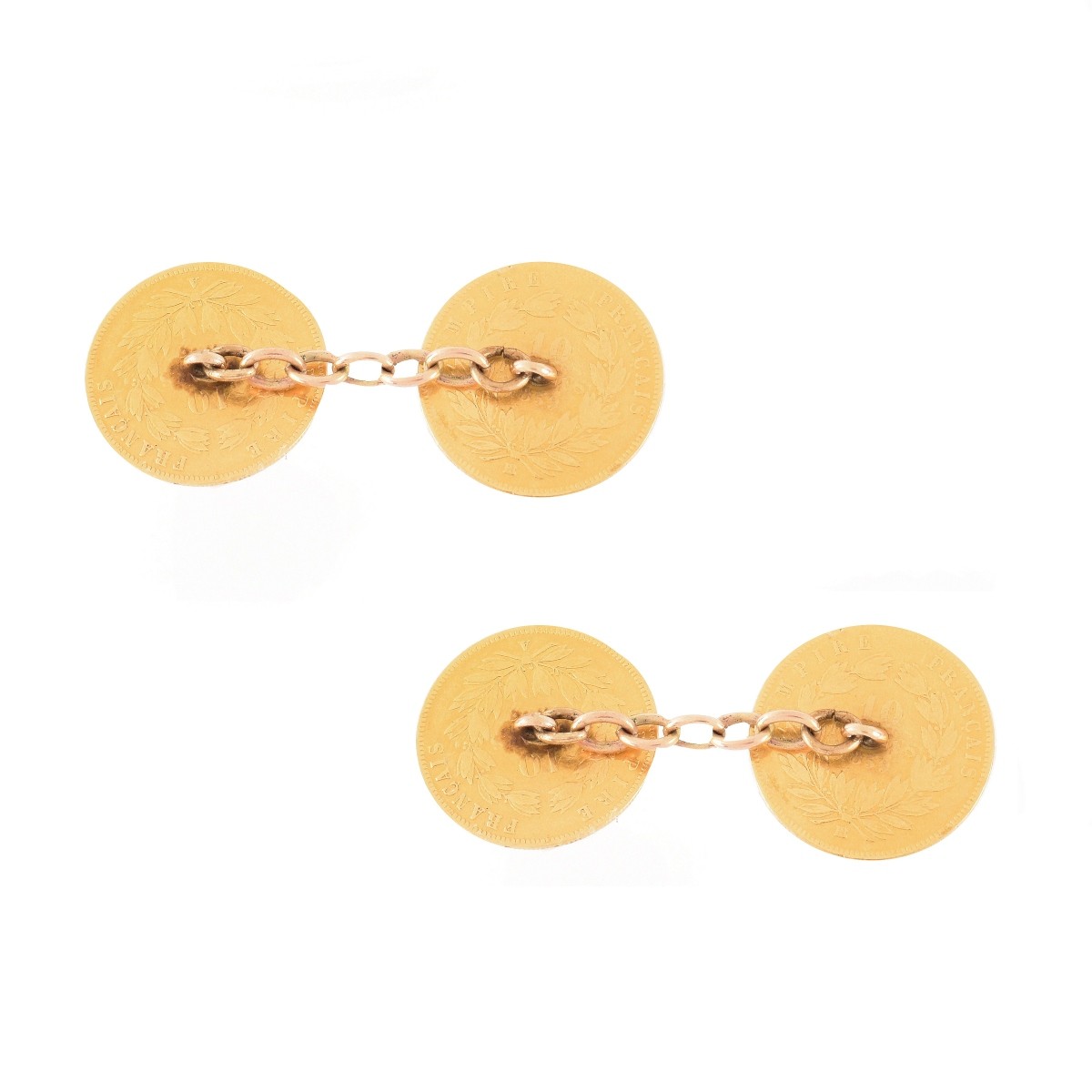 French 10 Franc Gold Coin Cufflinks