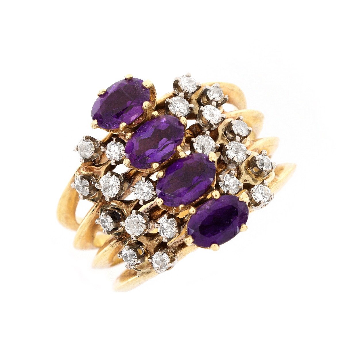 Vintage Amethyst, Diamond and 14K Ring