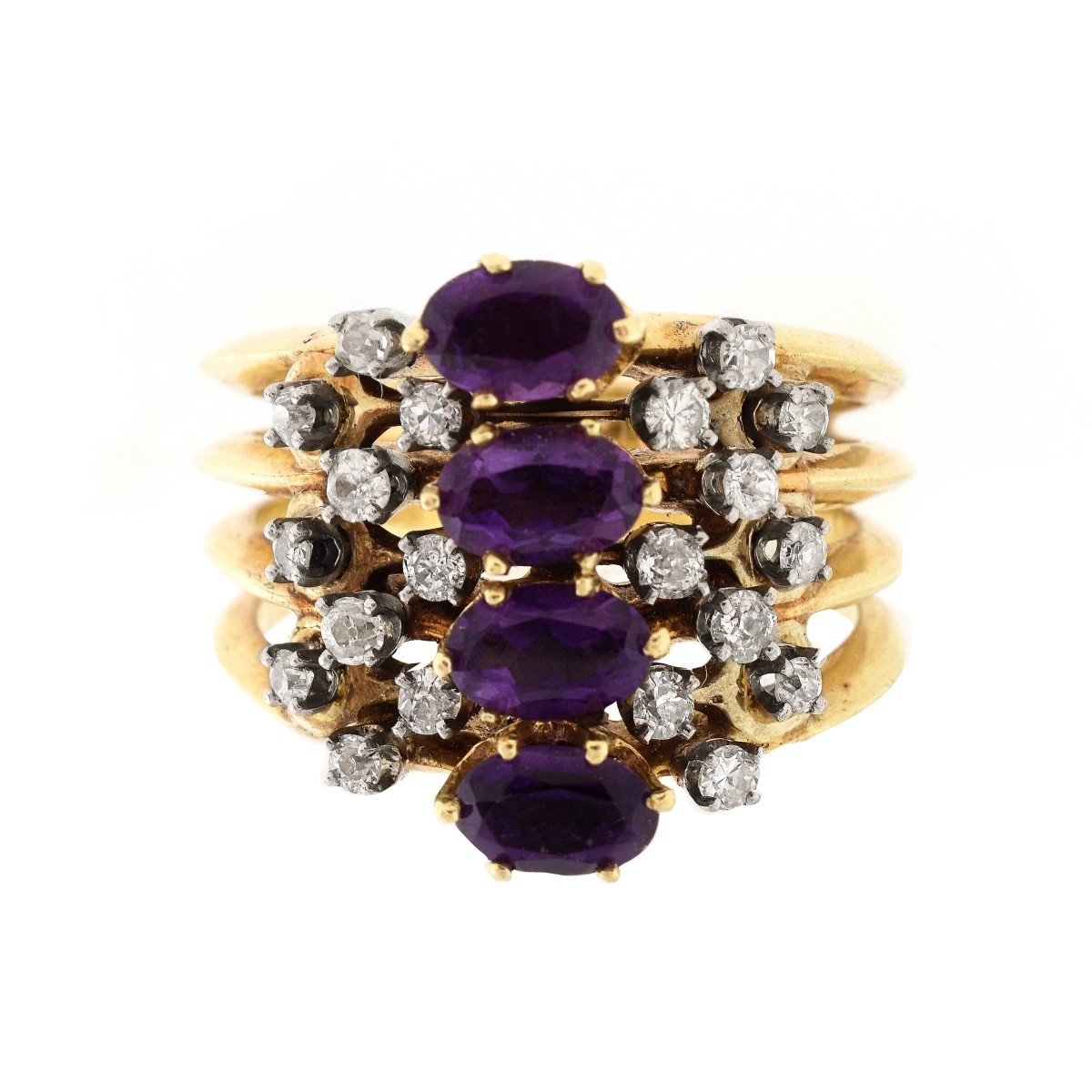 Vintage Amethyst, Diamond and 14K Ring