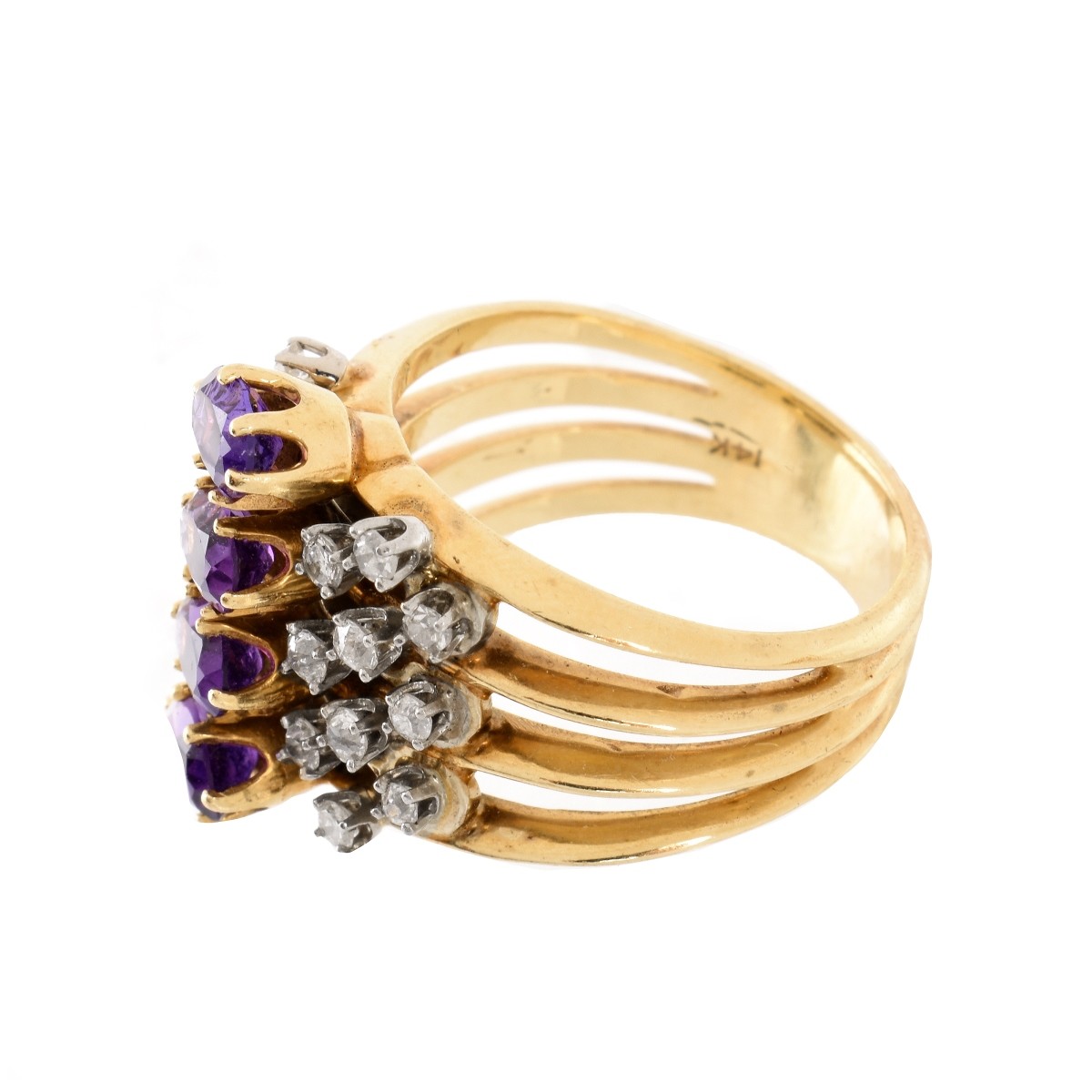 Vintage Amethyst, Diamond and 14K Ring