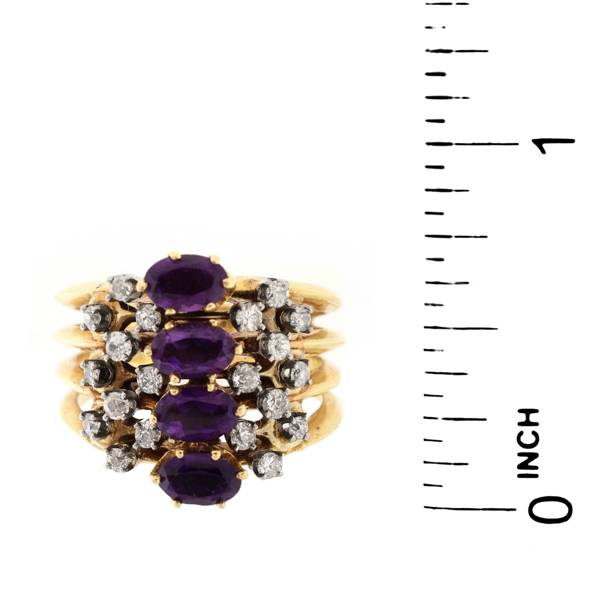 Vintage Amethyst, Diamond and 14K Ring