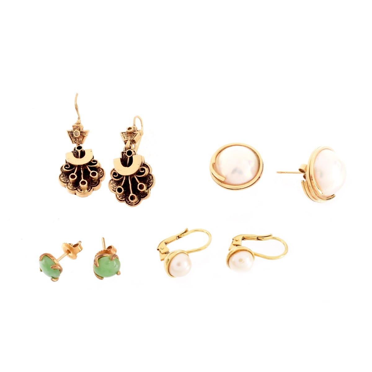 Four Pair of Vintage Gold Earrings