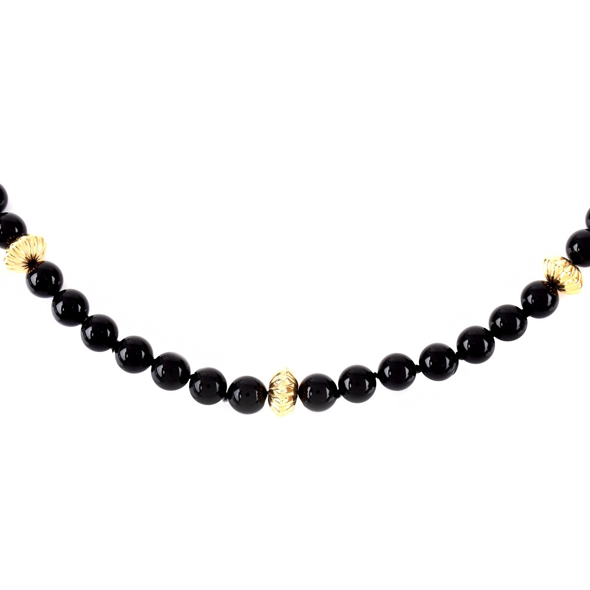 Vintage 18K and Onyx Bead Necklace